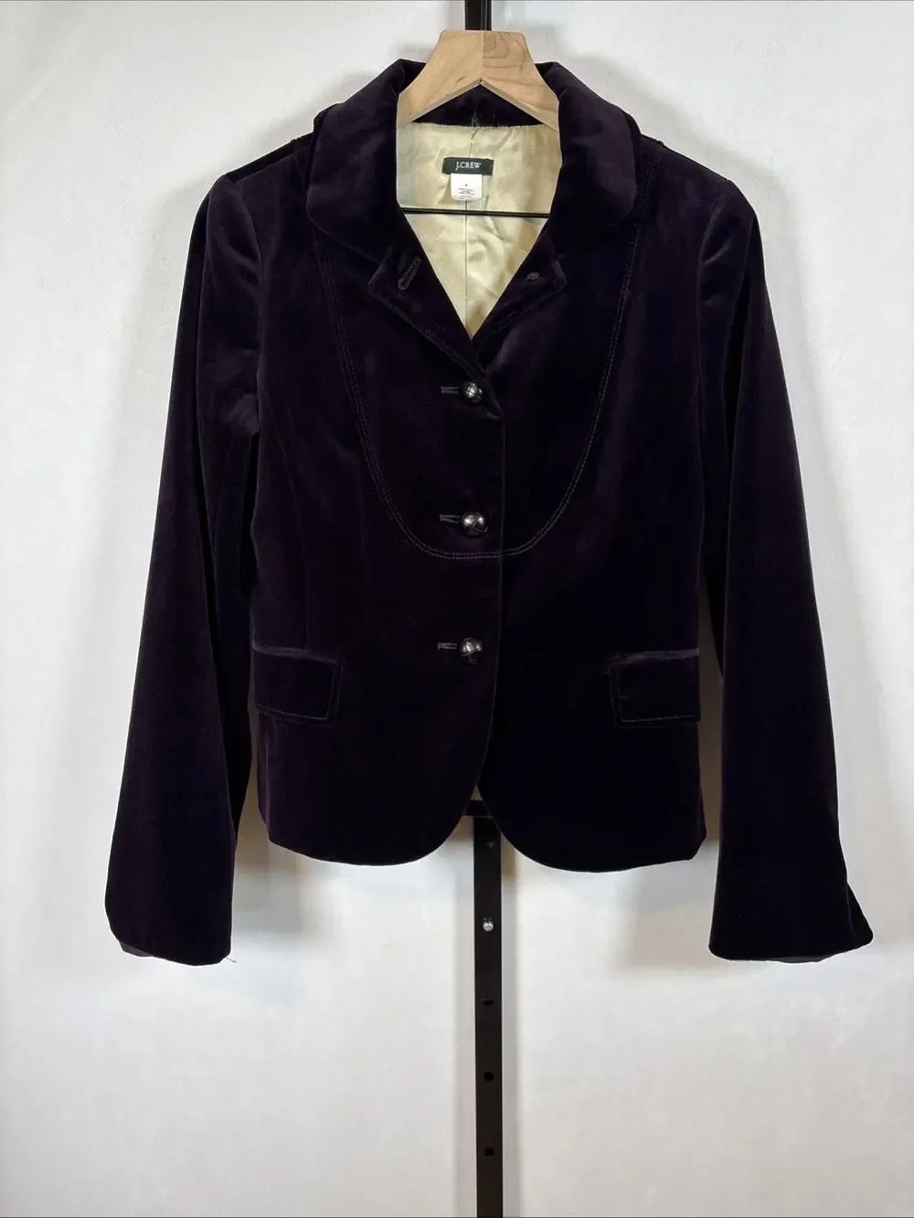 J. Crew Velvet Blazer Jacket Women's 6 Purple Fitted 100% Cotton Y2K Preppy